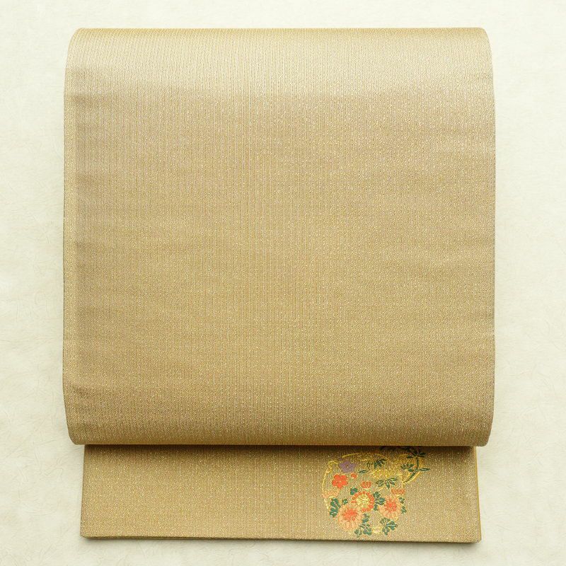 袋帯 六通柄 美品 フォーマル用 正絹 花柄 金糸 帯 金・銀_画像1