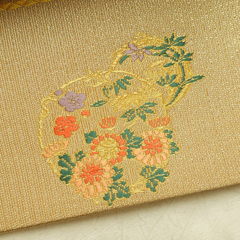 袋帯 六通柄 美品 フォーマル用 正絹 花柄 金糸 帯 金・銀_画像7