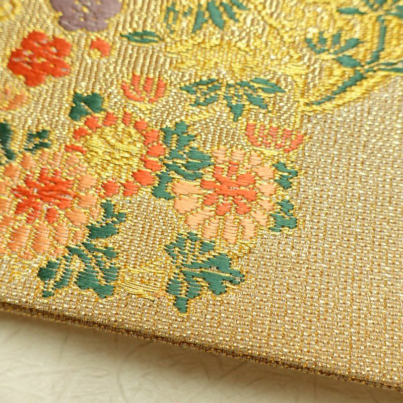 袋帯 六通柄 美品 フォーマル用 正絹 花柄 金糸 帯 金・銀_画像8