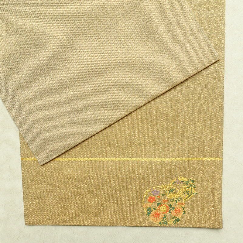袋帯 六通柄 美品 フォーマル用 正絹 花柄 金糸 帯 金・銀_画像14