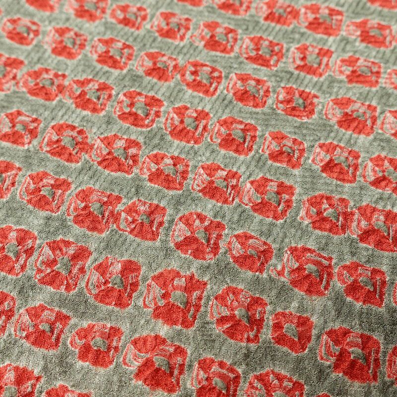 小紋 良品 絞り 総絞り 正絹 古典柄 袷仕立て 身丈164cm 裄丈67.5cm 一部しつけ糸付き 着物 緑・うぐいす色_画像7