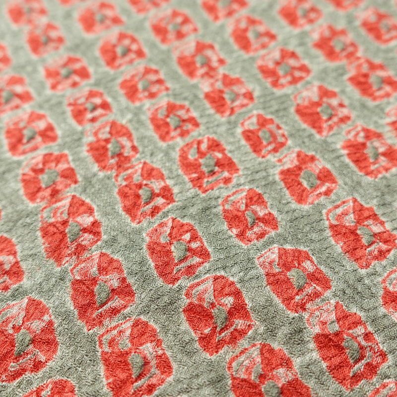 小紋 良品 絞り 総絞り 正絹 古典柄 袷仕立て 身丈164cm 裄丈67.5cm 一部しつけ糸付き 着物 緑・うぐいす色_画像8