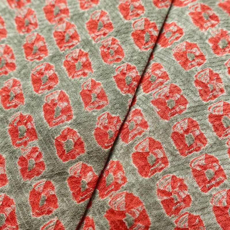 小紋 良品 絞り 総絞り 正絹 古典柄 袷仕立て 身丈164cm 裄丈67.5cm 一部しつけ糸付き 着物 緑・うぐいす色_画像9