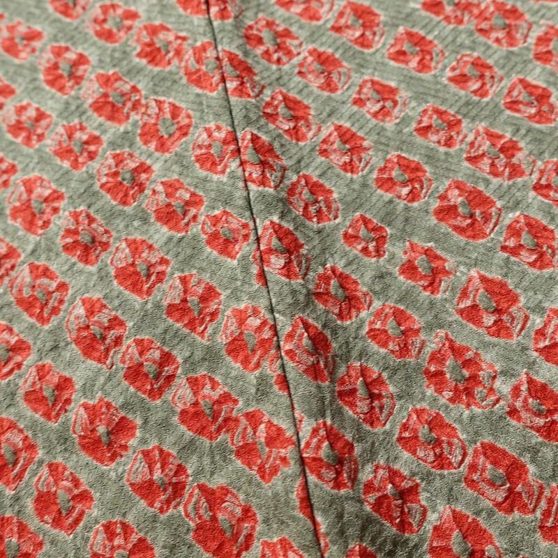 小紋 良品 絞り 総絞り 正絹 古典柄 袷仕立て 身丈164cm 裄丈67.5cm 一部しつけ糸付き 着物 緑・うぐいす色_画像10