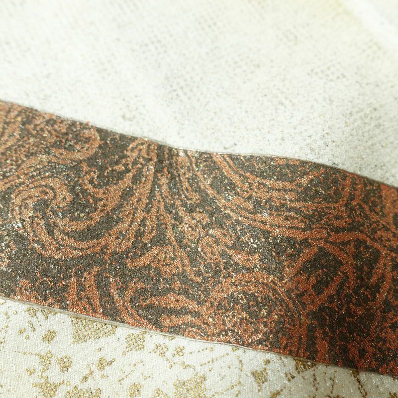 付け下げ 良品 正絹 袷仕立て 身丈158.5cm 裄丈66cm 箔 金彩 着物 黄・黄土色_画像12