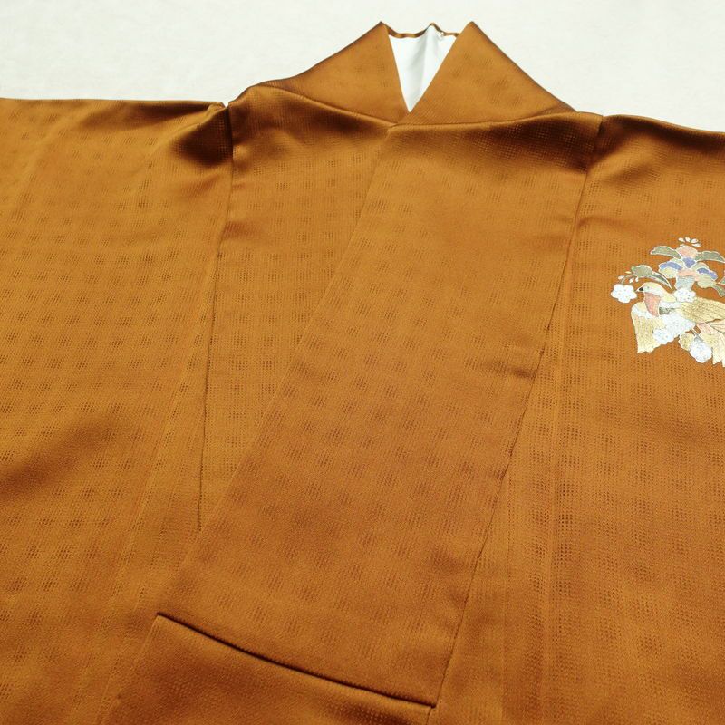 付け下げ 良品 正絹 袷仕立て 身丈158.5cm 裄丈66cm 箔 金彩 着物 黄・黄土色_画像16