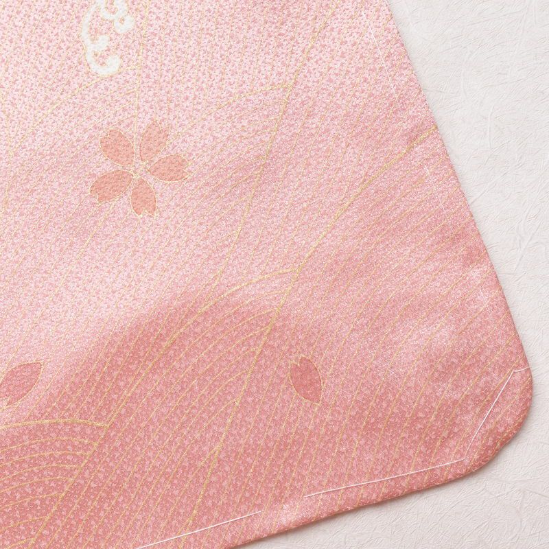 訪問着 良品 しつけ糸付き 正絹 古典柄 袷仕立て 身丈160.5cm 裄丈66cm 箔 共八掛 金彩 フォーマル 着物 ピンク_画像16