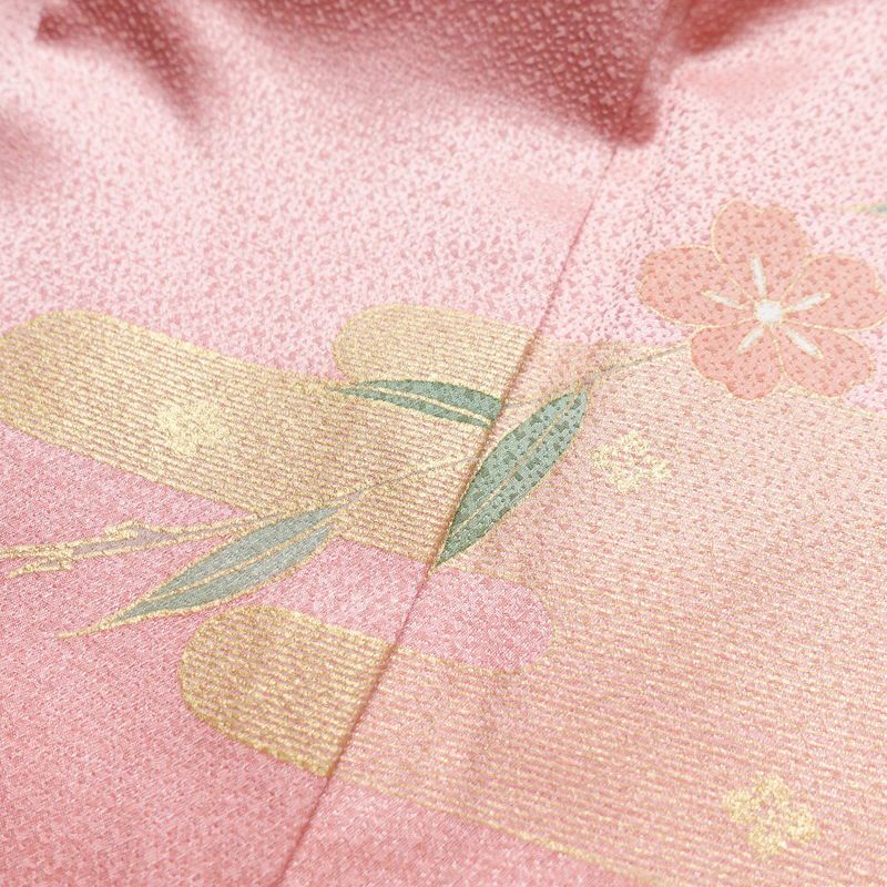 訪問着 良品 しつけ糸付き 正絹 古典柄 袷仕立て 身丈160.5cm 裄丈66cm 箔 共八掛 金彩 フォーマル 着物 ピンク_画像18