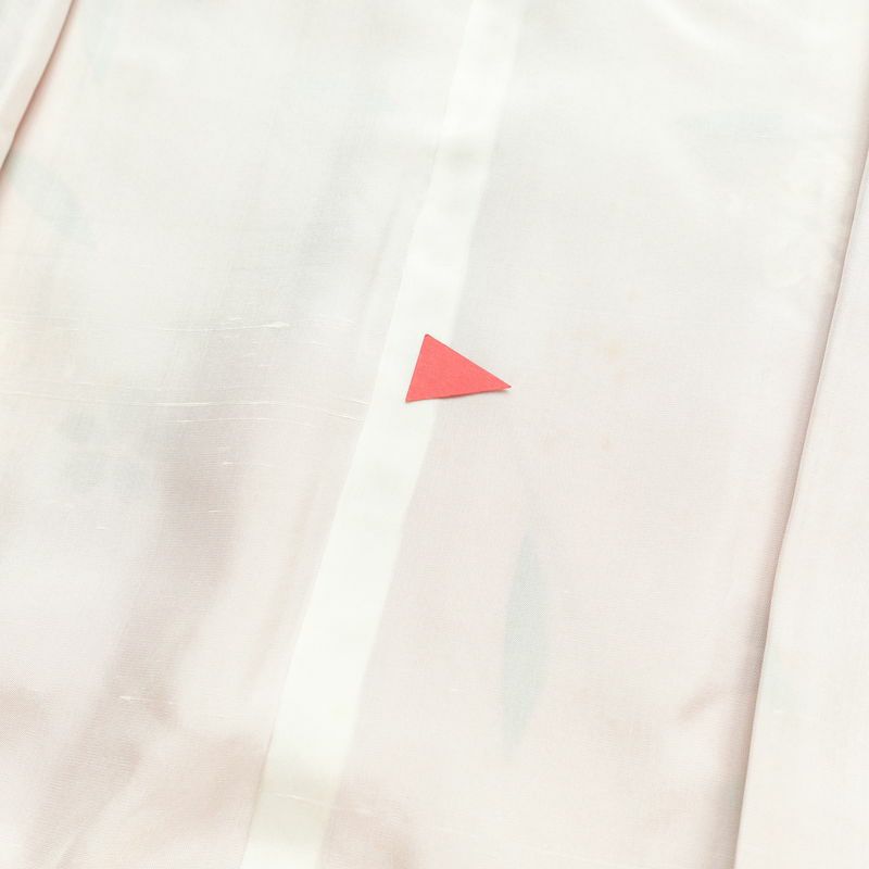 訪問着 良品 しつけ糸付き 正絹 古典柄 袷仕立て 身丈160.5cm 裄丈66cm 箔 共八掛 金彩 フォーマル 着物 ピンク_画像19