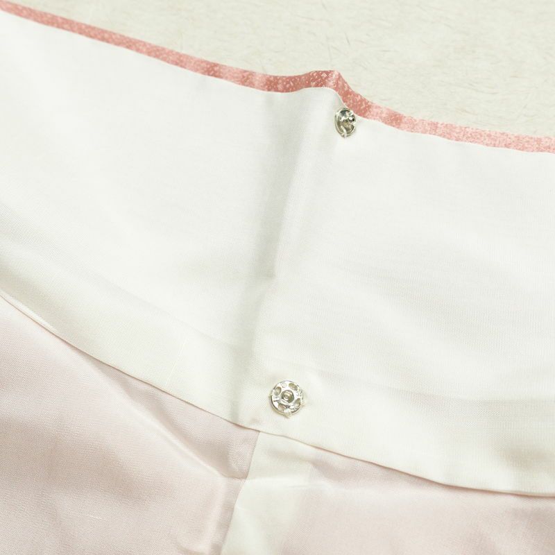 訪問着 良品 しつけ糸付き 正絹 古典柄 袷仕立て 身丈160.5cm 裄丈66cm 箔 共八掛 金彩 フォーマル 着物 ピンク_画像20