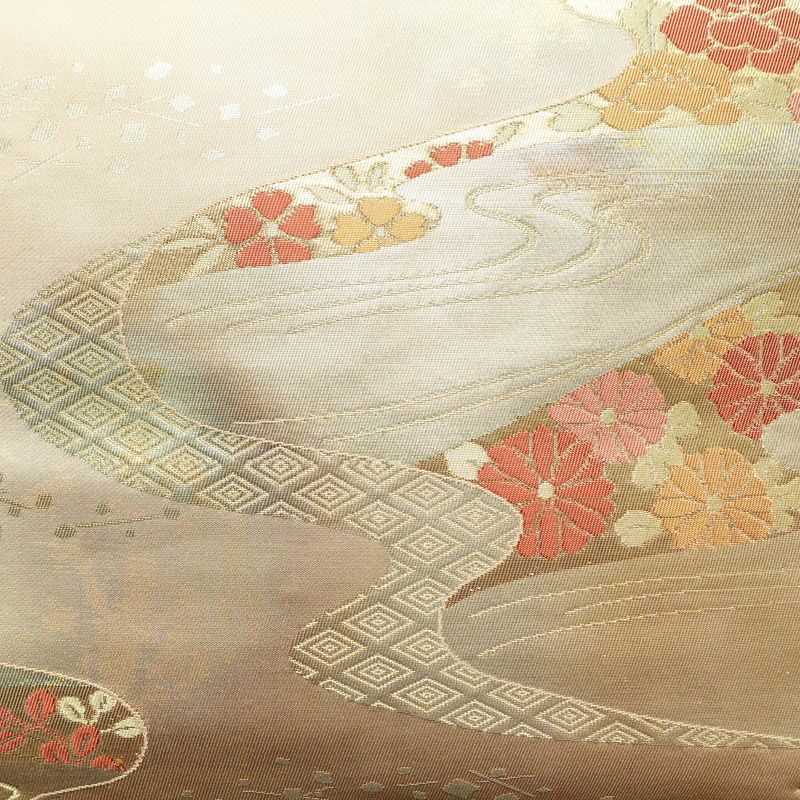 名古屋帯 六通柄 良品 正絹 古典柄 名古屋仕立て 箔 帯 ピンク_画像2