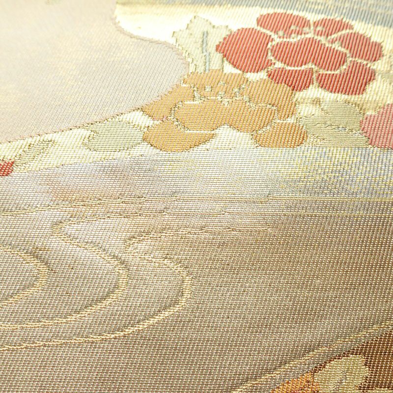 名古屋帯 六通柄 良品 正絹 古典柄 名古屋仕立て 箔 帯 ピンク_画像4