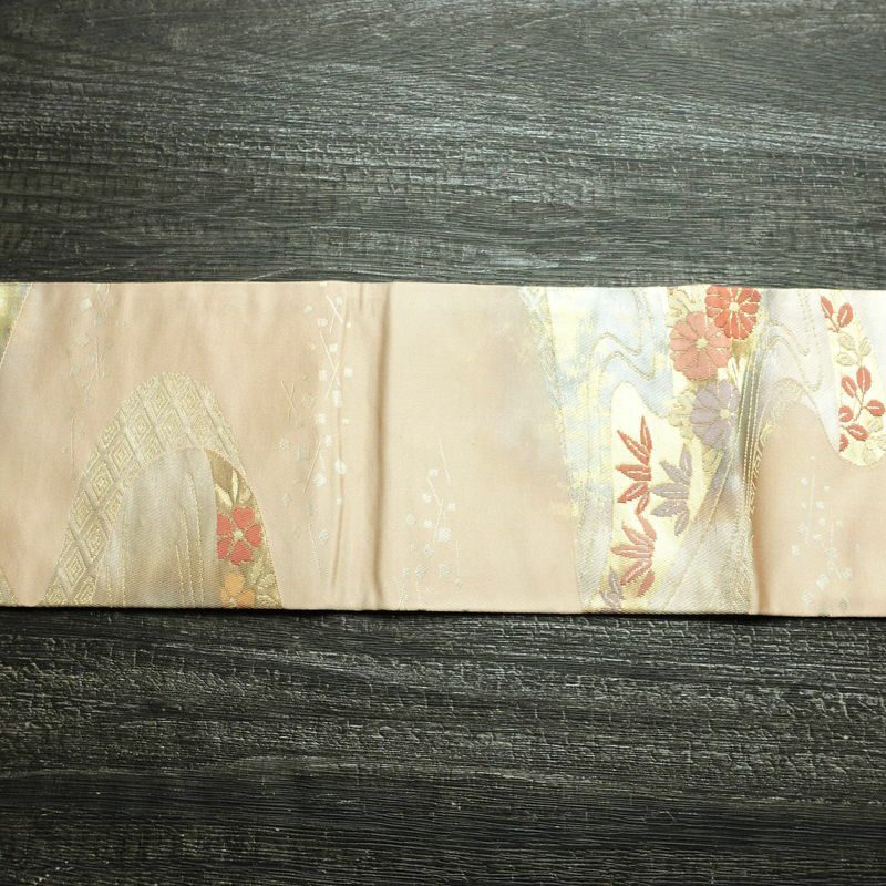 名古屋帯 六通柄 良品 正絹 古典柄 名古屋仕立て 箔 帯 ピンク_画像13