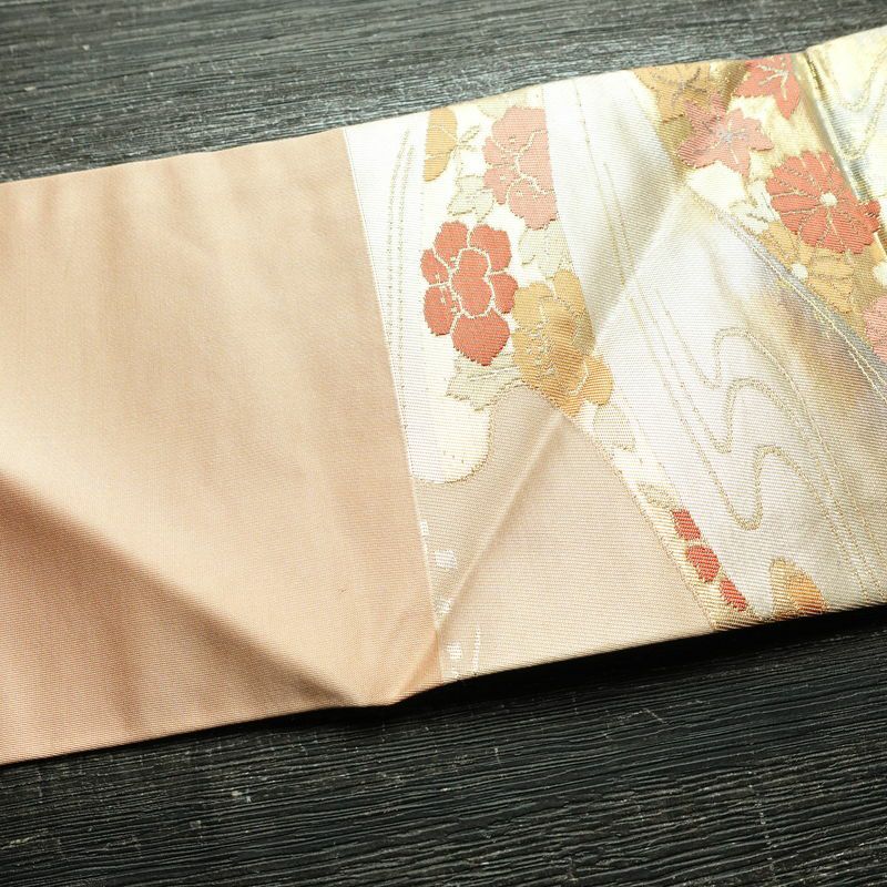 名古屋帯 六通柄 良品 正絹 古典柄 名古屋仕立て 箔 帯 ピンク_画像15