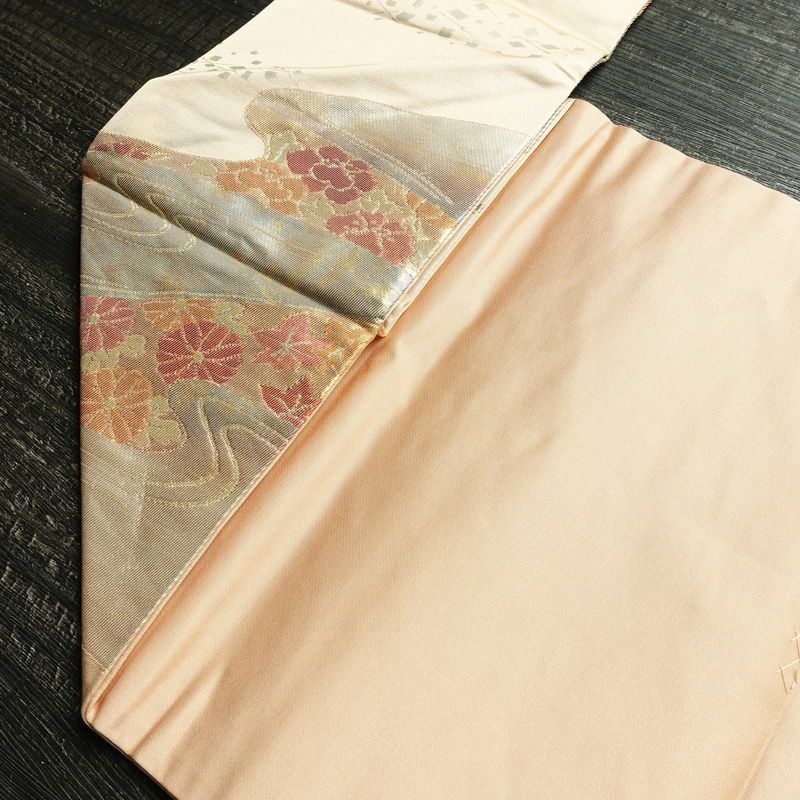 名古屋帯 六通柄 良品 正絹 古典柄 名古屋仕立て 箔 帯 ピンク_画像19