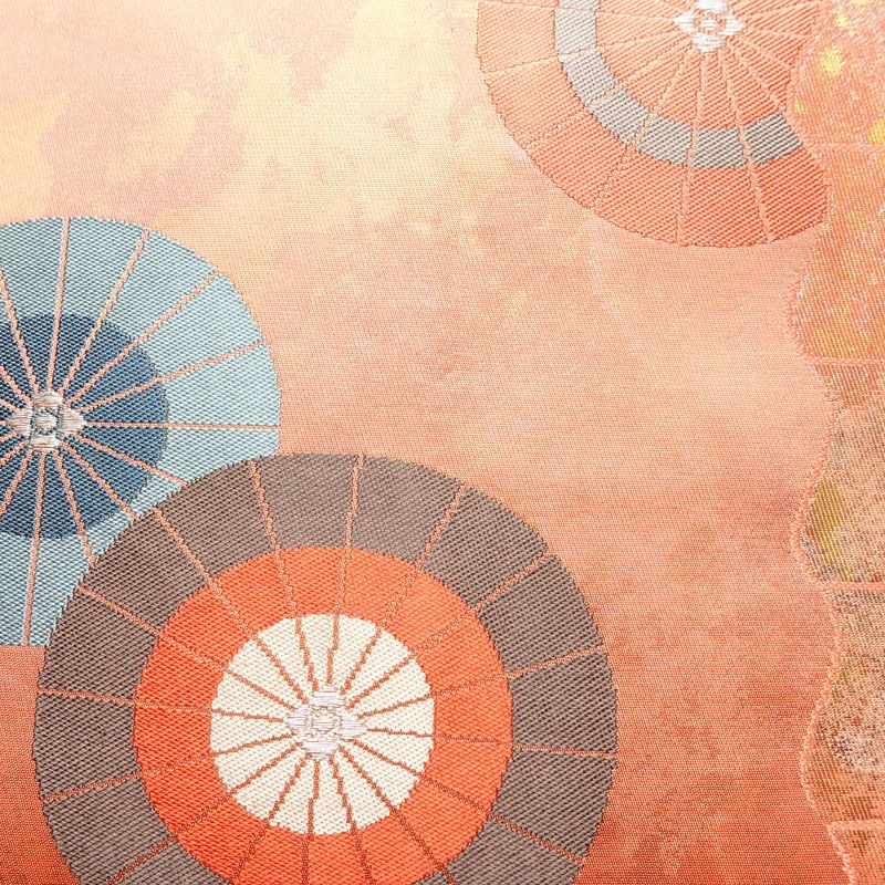 名古屋帯 六通柄 良品 正絹 古典柄 名古屋仕立て 帯 サーモンピンク ピンク_画像3