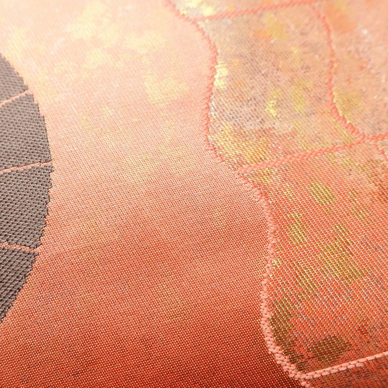 名古屋帯 六通柄 良品 正絹 古典柄 名古屋仕立て 帯 サーモンピンク ピンク_画像4