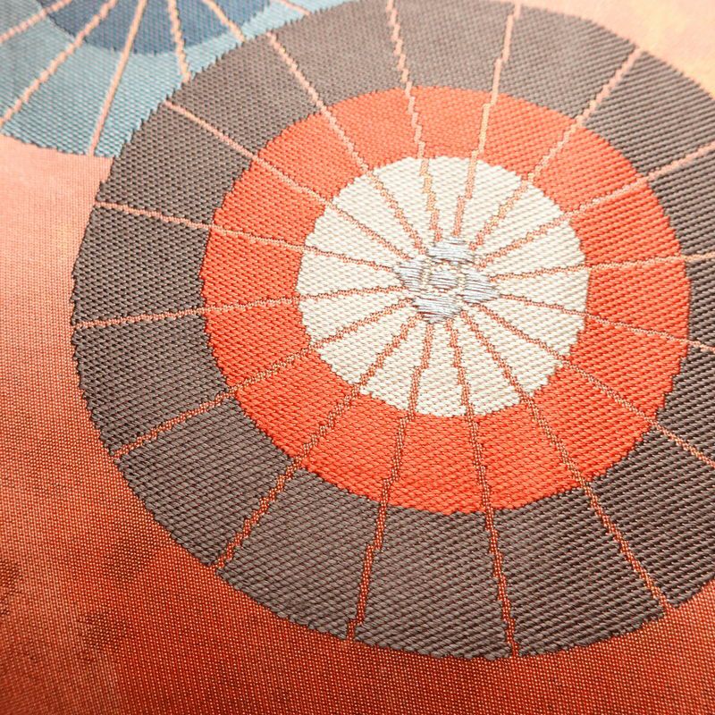 名古屋帯 六通柄 良品 正絹 古典柄 名古屋仕立て 帯 サーモンピンク ピンク_画像5