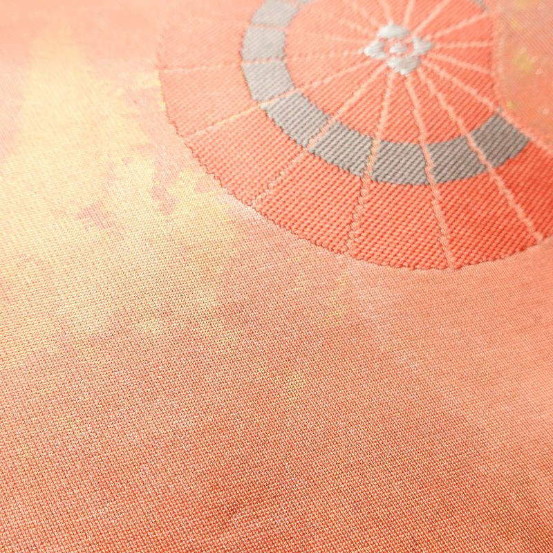 名古屋帯 六通柄 良品 正絹 古典柄 名古屋仕立て 帯 サーモンピンク ピンク_画像7