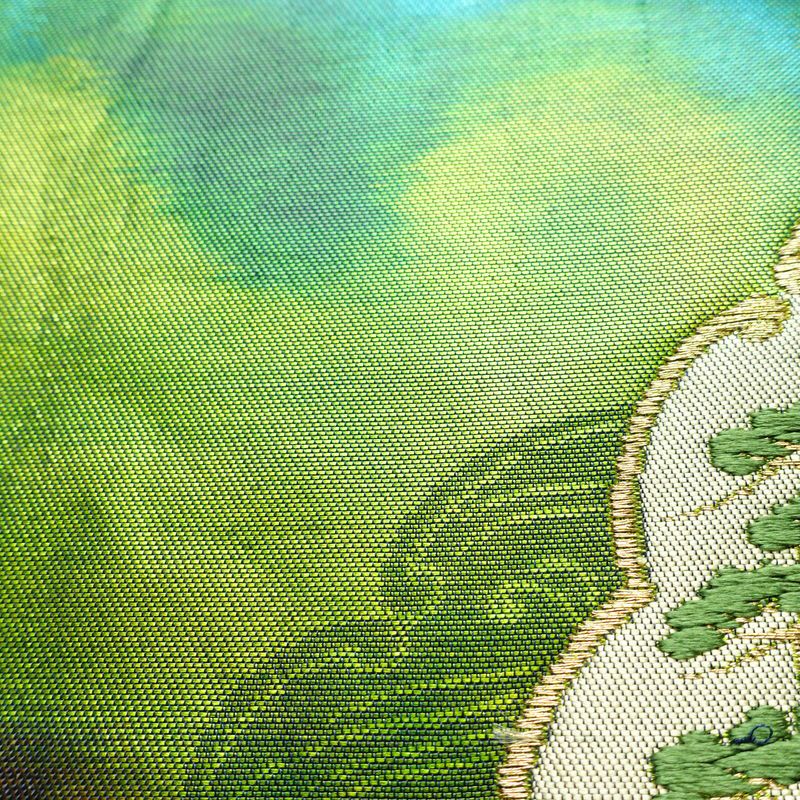 名古屋帯 太鼓柄 正絹 風景柄 名古屋仕立て 金糸 帯 青・紺_画像7