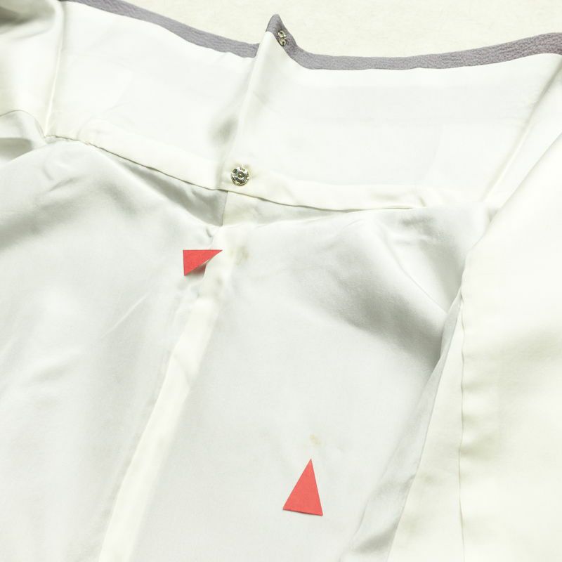 小紋 良品 斉藤三才 落款入り 縮緬 正絹 その他の柄 袷仕立て 身丈166cm 裄丈67cm 着物 紫・藤色_画像20