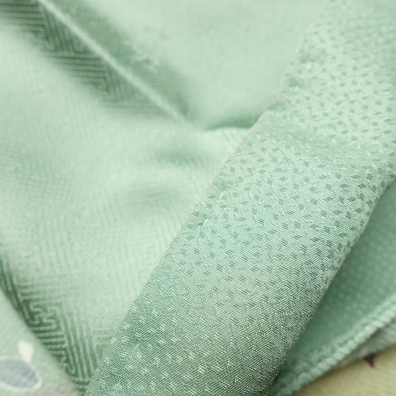 訪問着 良品 しつけ糸付き 綸子 正絹 花柄 袷仕立て 身丈163.5cm 裄丈68cm フォーマル 着物 緑・うぐいす色_画像13