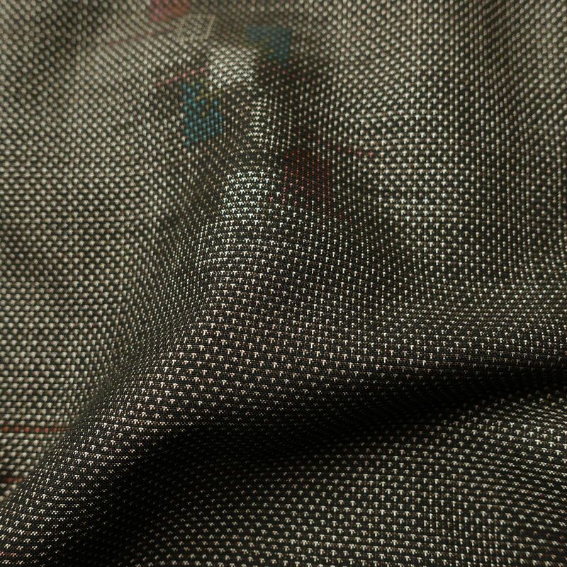 大島紬 古代染色純泥染 良品 証紙あり 正絹 幾何学柄・抽象柄 袷仕立て 身丈162cm 裄丈63cm 一部しつけ糸付き 着物 茶_画像19