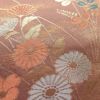 名古屋帯 六通柄 正絹 花柄 名古屋仕立て 菊 萩 箔 帯 小豆・エンジ_画像4