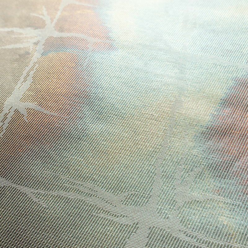 名古屋帯 六通柄 正絹 チェック・格子柄 通し仕立て 箔 帯 多色使い_画像3