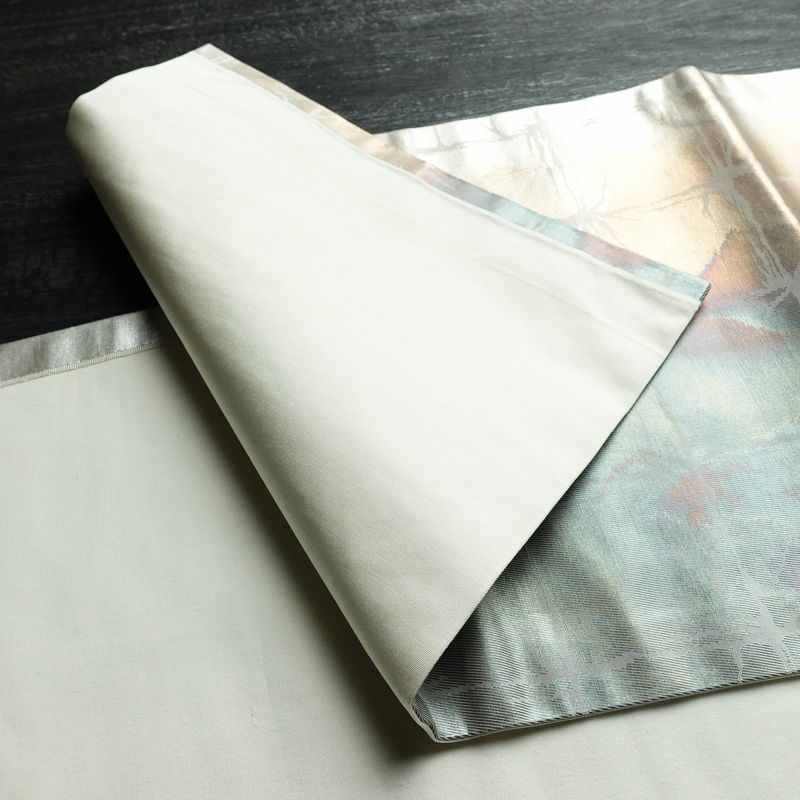 名古屋帯 六通柄 正絹 チェック・格子柄 通し仕立て 箔 帯 多色使い_画像9