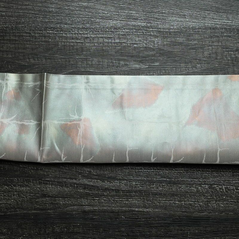 名古屋帯 六通柄 正絹 チェック・格子柄 通し仕立て 箔 帯 多色使い_画像15