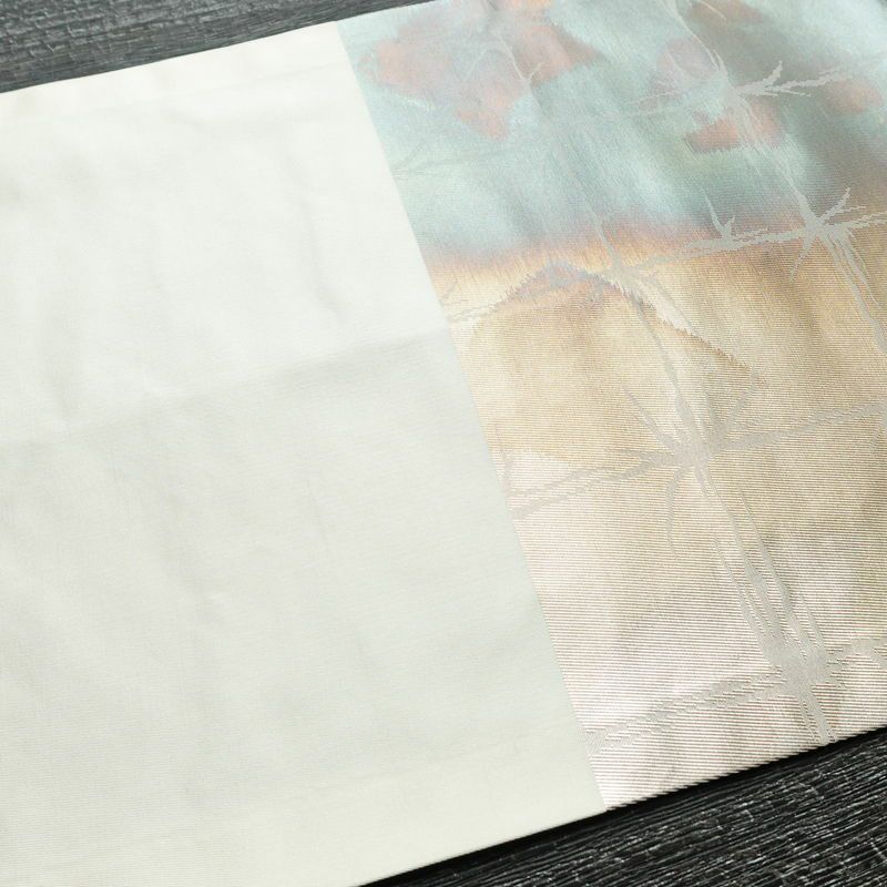 名古屋帯 六通柄 正絹 チェック・格子柄 通し仕立て 箔 帯 多色使い_画像16