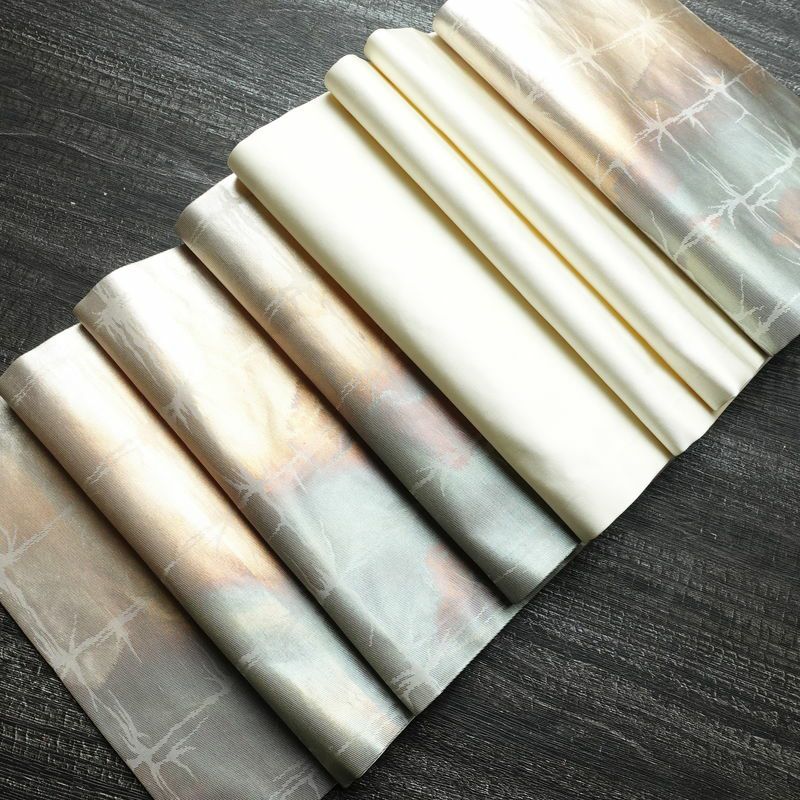 名古屋帯 六通柄 正絹 チェック・格子柄 通し仕立て 箔 帯 多色使い_画像18