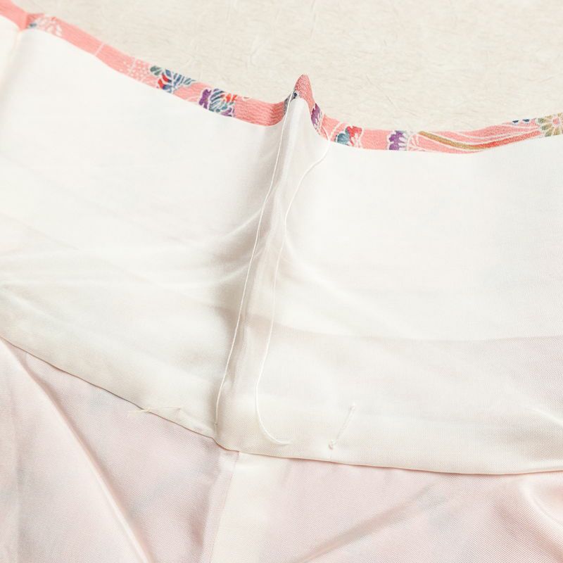 訪問着 しつけ糸付き 縮緬 正絹 花柄 袷仕立て 身丈165cm 裄丈68cm フォーマル 着物 ピンク_画像19