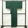 色無地 良品 一つ紋付き 正絹 チェック・格子柄 袷仕立て 身丈155cm 裄丈64cm フォーマル 着物 緑・うぐいす色_画像2