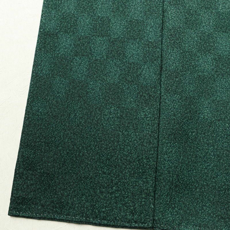 色無地 良品 一つ紋付き 正絹 チェック・格子柄 袷仕立て 身丈155cm 裄丈64cm フォーマル 着物 緑・うぐいす色_画像12