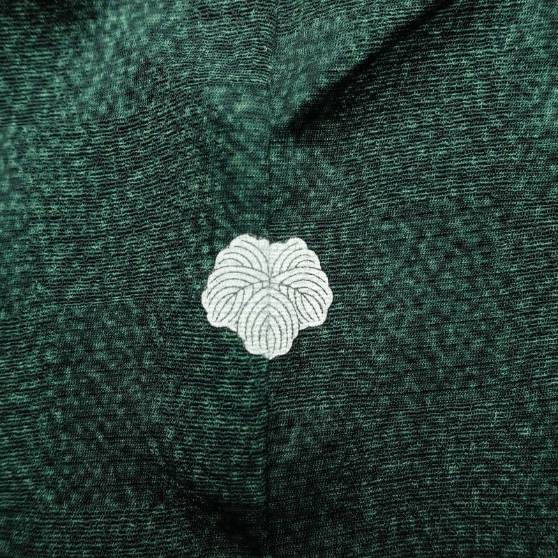 色無地 良品 一つ紋付き 正絹 チェック・格子柄 袷仕立て 身丈155cm 裄丈64cm フォーマル 着物 緑・うぐいす色_画像13