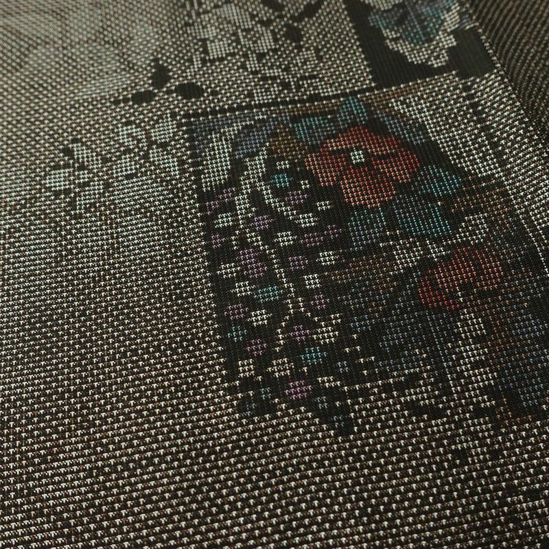 大島紬 古代染色純泥染 美品 証紙あり しつけ糸付き 正絹 木の葉・植物柄 袷仕立て 身丈166.5cm 裄丈66cm 着物 茶_画像7