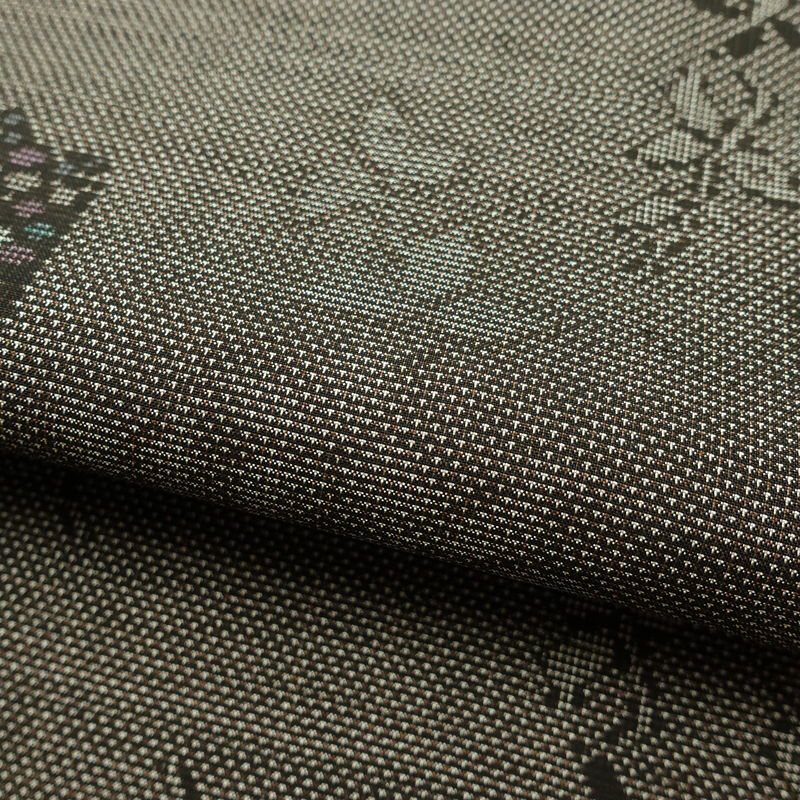 大島紬 古代染色純泥染 美品 証紙あり しつけ糸付き 正絹 木の葉・植物柄 袷仕立て 身丈166.5cm 裄丈66cm 着物 茶_画像18