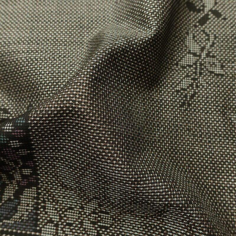 大島紬 古代染色純泥染 美品 証紙あり しつけ糸付き 正絹 木の葉・植物柄 袷仕立て 身丈166.5cm 裄丈66cm 着物 茶_画像19