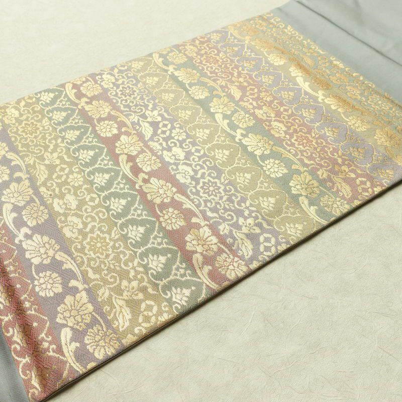 名古屋帯 太鼓柄 正絹 縞柄・線柄 名古屋仕立て 箔 帯 多色使い_画像11