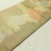 名古屋帯 六通柄 正絹 木の葉・植物柄 名古屋仕立て 箔 帯 黄・黄土色_画像11