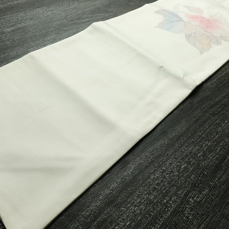 名古屋帯 太鼓柄 正絹 花柄 名古屋仕立て 帯 白_画像7