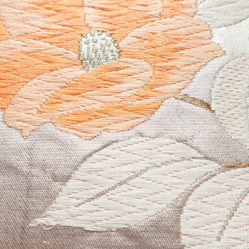 名古屋帯 太鼓柄 正絹 花柄 名古屋仕立て 金糸 帯 ピンク_画像4