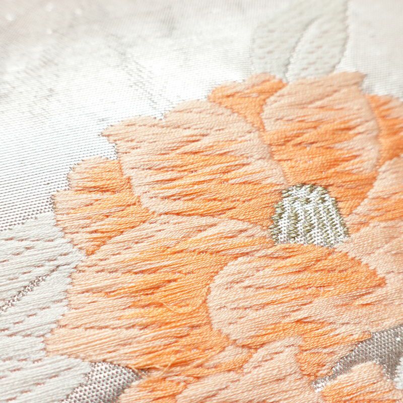 名古屋帯 太鼓柄 正絹 花柄 名古屋仕立て 金糸 帯 ピンク_画像5