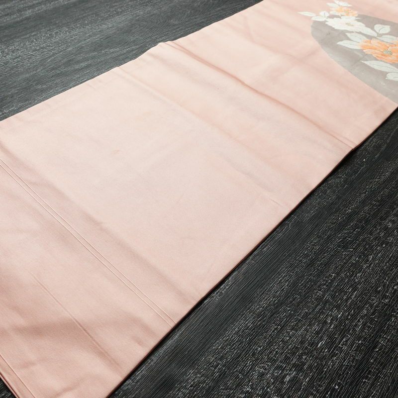 名古屋帯 太鼓柄 正絹 花柄 名古屋仕立て 金糸 帯 ピンク_画像9