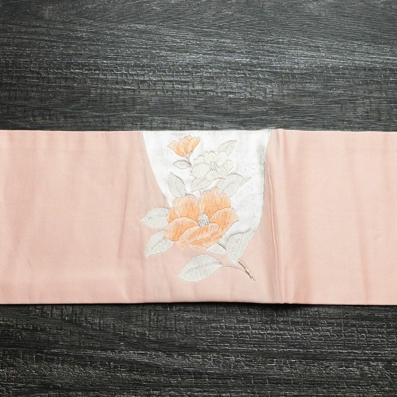 名古屋帯 太鼓柄 正絹 花柄 名古屋仕立て 金糸 帯 ピンク_画像14