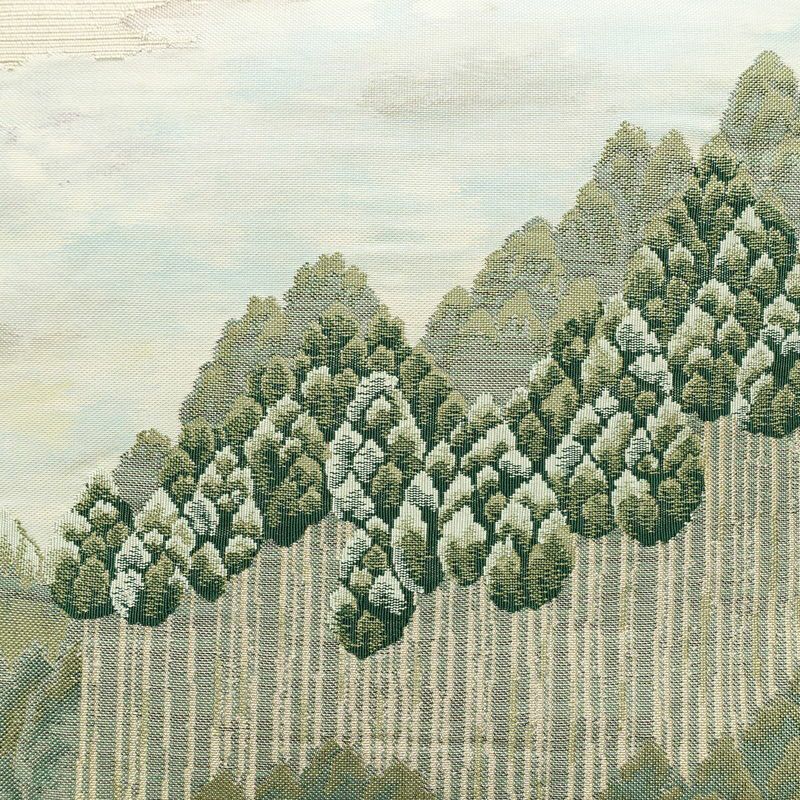 名古屋帯 太鼓柄 正絹 風景柄 松葉仕立て 帯 ベージュ_画像2