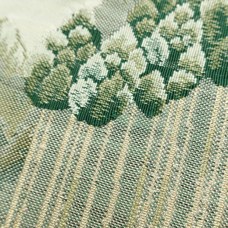 名古屋帯 太鼓柄 正絹 風景柄 松葉仕立て 帯 ベージュ_画像7