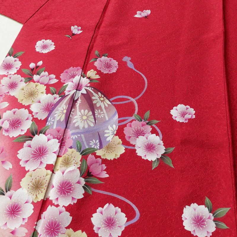 振袖 良品 正絹 花柄 袷仕立て 身丈161cm 裄丈66cm フォーマル 成人式 二十歳 着物 赤・朱_画像5